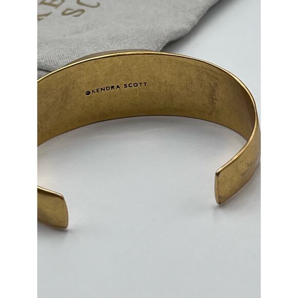 KENDRA SCOTT Anna Antique Gold Plated Black Pyrite Stone Cuff Bangle Bracelet - Picture 7 of 13